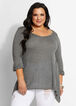 Plus Size Classic Stretch Elbow Sleeve Hi Low Summer Asymmetric Top image number 0