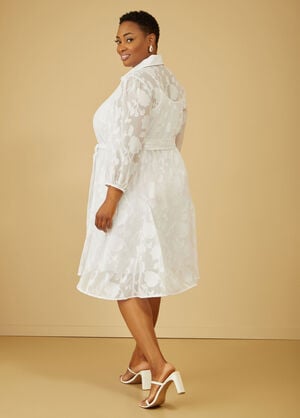 Textured Floral Shirtdress, White image number 1