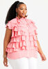 Tiered Ruffle Button Up Top, Geranium Pink image number 0