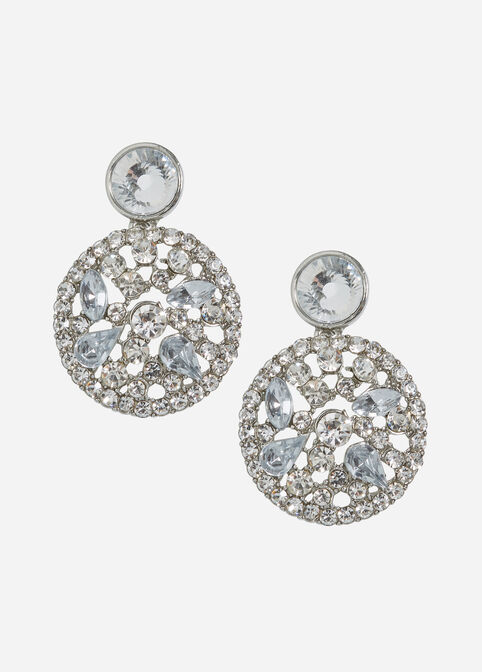 Stone Filigree Drop Earrings, Silver image number 0
