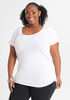 Striped Ruched Tee, White image number 0