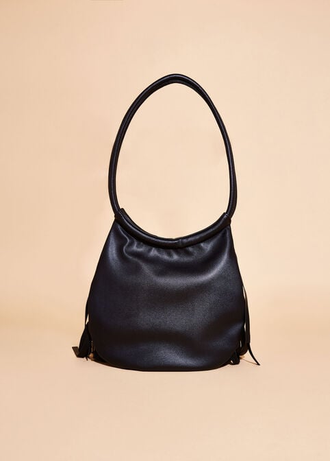 Fringe Faux Leather Bag, Black image number 2