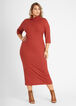 Mock Neck Keyhole Bodycon Dress, Potters Clay image number 0