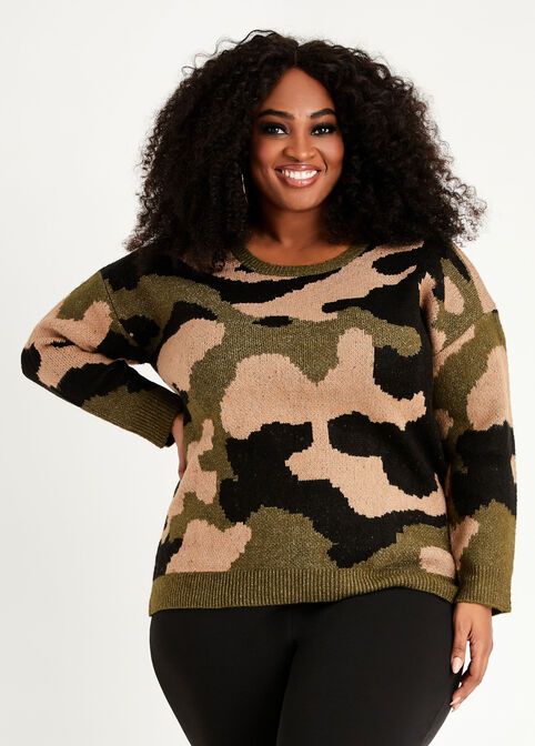 Camo Pullover Sweater, Multi image number 0