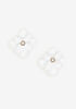 Floral Pave Crystal Earrings, White image number 1
