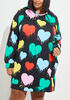 Hearts Printed Hoodie Dress, Black Combo image number 2
