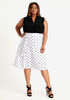 Dot Tie Waist Knit A Line Skirt, White Black image number 2
