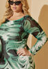 Wave Print Illusion Mesh Dress, Abundant Green image number 2