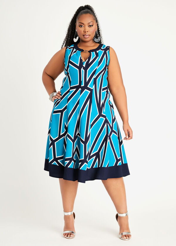 Plus Size Print Ring Keyhole Dress Plus Size Dresses For All Occasions image number 0