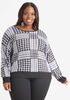 Knotted Houndstooth Sweater, Black White image number 1