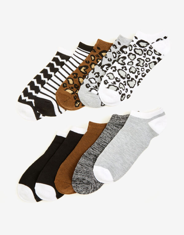 10PK Knitted No Show Socks, Multi image number 0