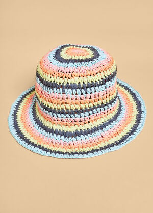Striped Straw Bucket Hat, Multi image number 0