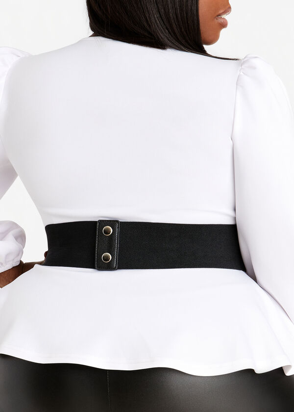 Infinity Faux Leather Stretch Belt, Black image number 1