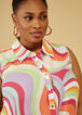 Tie Front Swirl Print Shirt, Multi image number 2