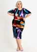Colorblock Geo Pique Sheath Dress, Multi image number 0