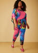 Printed Joggers Jumpsuit, Pink Peacock image number 3