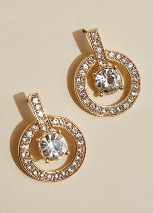 Halo Crystal Gold Tone Earrings, Gold image number 1