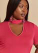 Cutout Peplum Knit Top, Bright Rose image number 3