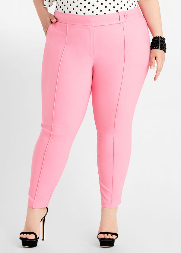 One Button Ankle Skinny Pant, Pink Carnation image number 0