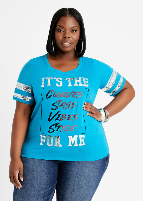 Its The Curves For Me Graphic Tee, Caribbean Sea image number 0