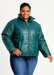 Quilted Faux Leather Puffer Coat, Green image number 0
