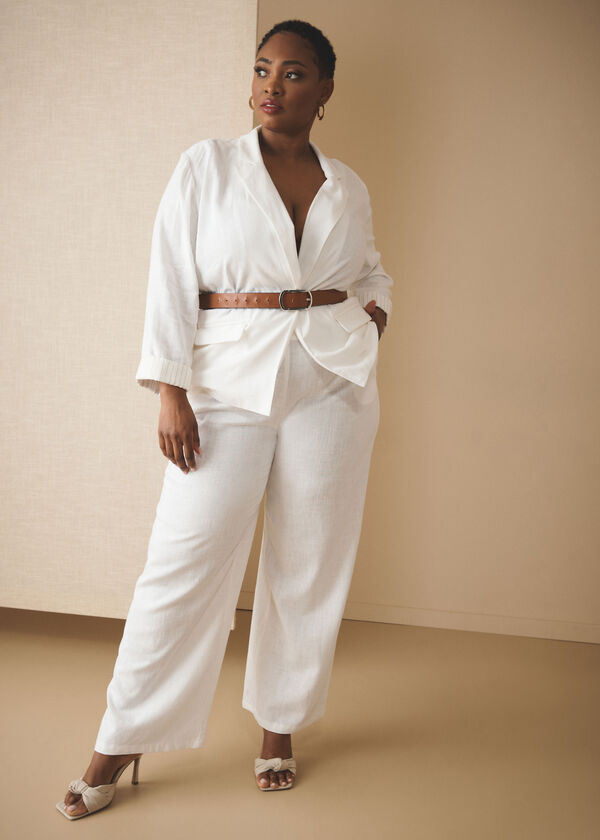 Belted Wide Leg Pants, White image number 0