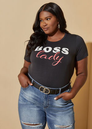Boss Lady Graphic Tee, Black image number 0