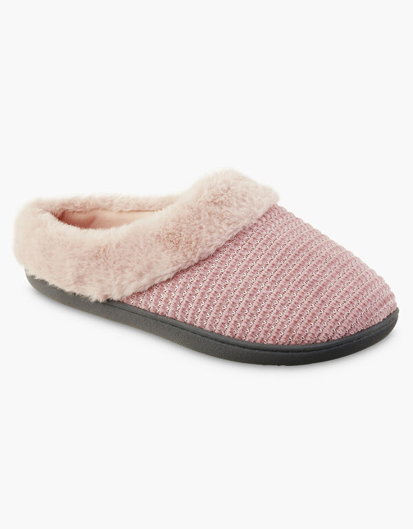 Isotoner Chenille Hoodback Slippers, Pink image number 0