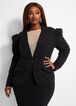 Plus Size Crepe Stretch Knit Puff Sleeve One Button Blazer image number 0