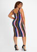 Double Scoop Stripe Bodycon Dress, Coral image number 1