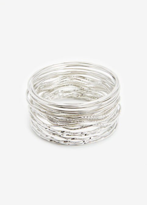 Silver Thin Bracelet Set, Silver image number 1