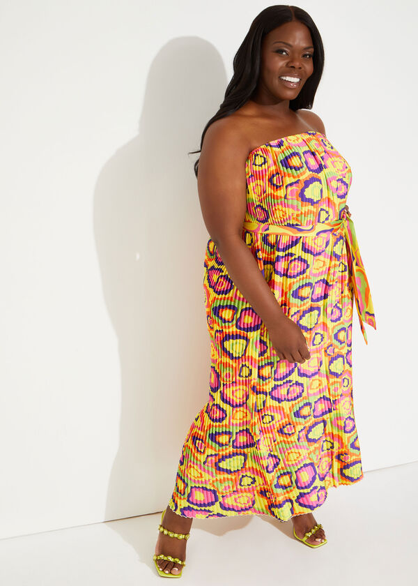 Strapless Printed Maxi Dress, Multi image number 0