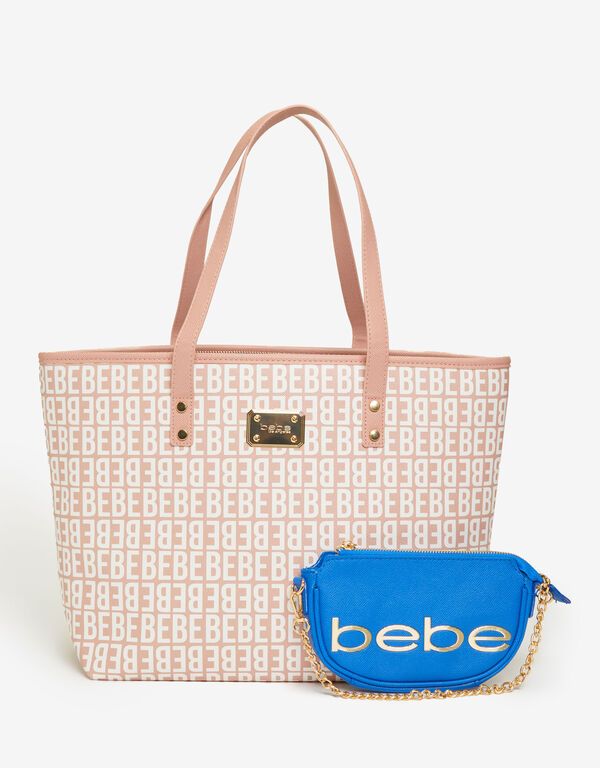 Bebe James Pouch And Tote Set, Light Pink image number 0