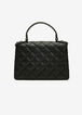 Quilted Faux Leather Satchel, Black image number 1