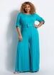 Belted Seam Knit Wide Leg Jumpsuit, Deep Peacock Blue image number 0