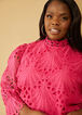 Puff Sleeved Lace Top, Pink Peacock image number 2