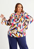 Cowl Neck Printed Crepe Blouse, Multi image number 0