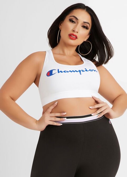 Plus Size Designer Champion Logo Absolute No Wire Workout Sports Bra image number 0