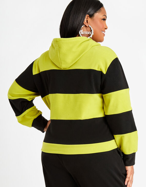 Colorblock Pullover Fleece Hoodie, Bright Chartreuse image number 1