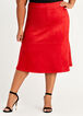 Plus Size Faux Suede Techno A Line Midi High Waist Pull On Skirt image number 0