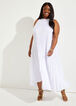 Belted Pleated Satin Maxi Dress, White image number 0