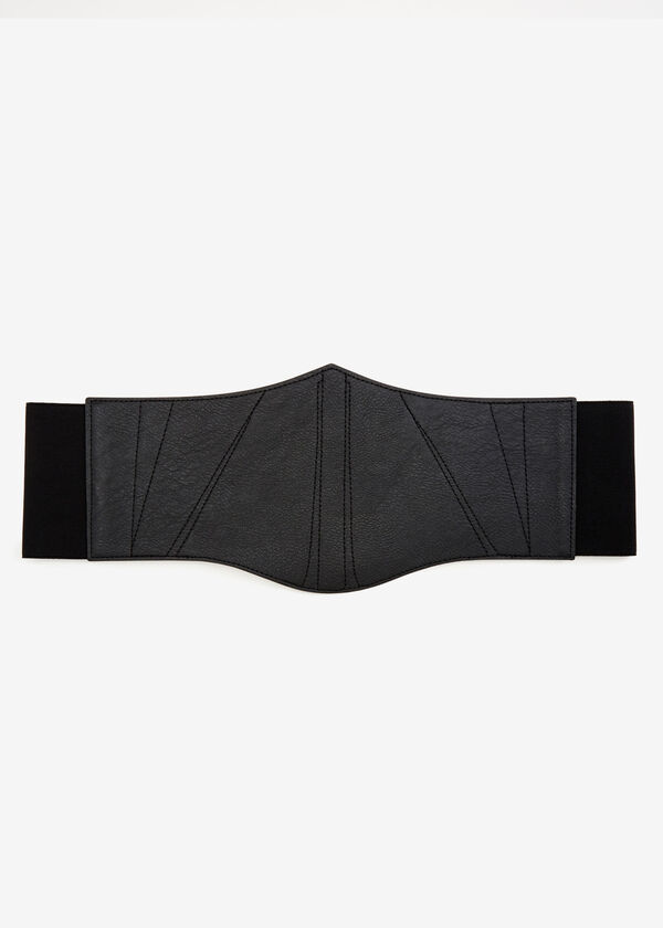 Faux Leather Corset Stretch Belt, Black image number 1