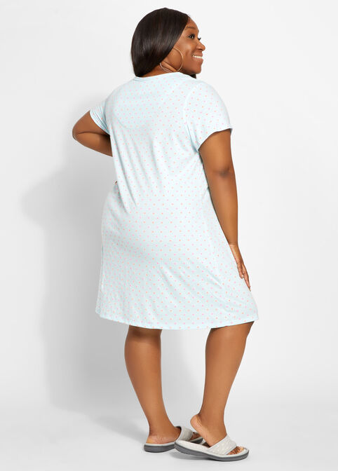 Aria Printed Short Sleep Shirt, Aquamarine image number 1