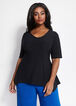 Plus Size Stretch Knot A Line Asymmetric Swing Elbow Sleeve Tops image number 0