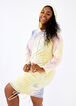 Trendy Plus Size Tie Dye Ruched Drawstring Hoodie Sweatshirt Dress image number 0