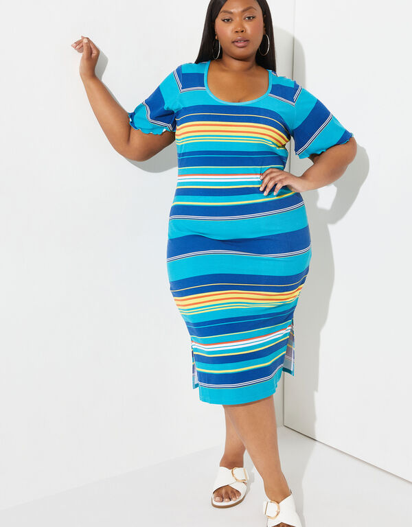 Ribbed Striped Dress, Multi image number 0