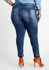 Distressed High Waist Skinny Jean, Medium Blue image number 1