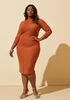 Mesh Ruched Bodycon Dress, Bombay Brown image number 0