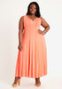 Ring Keyhole Seamed Maxi Dress, LIVING CORAL image number 0