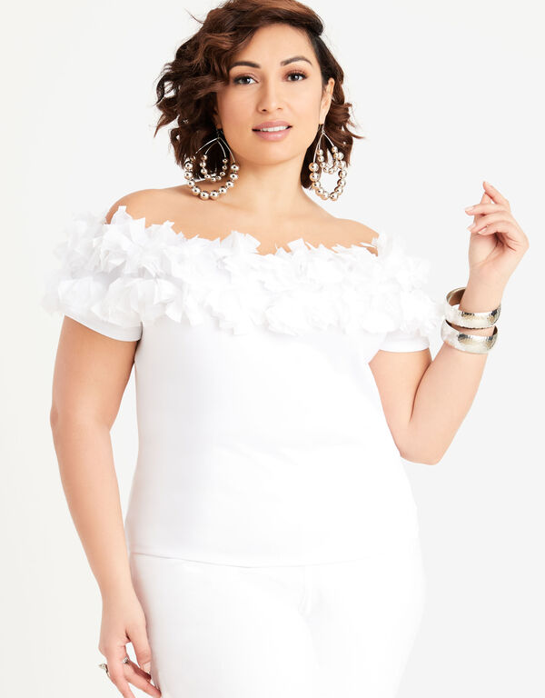 Textured Off The Shoulder Top, White image number 0